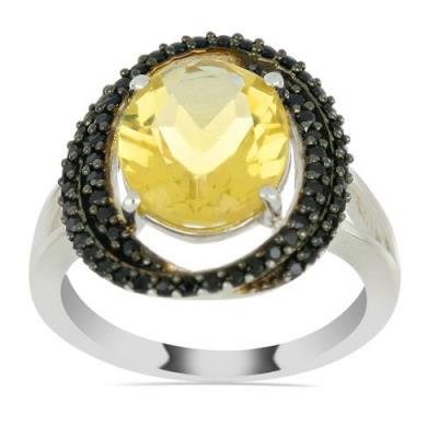 BUY BRAZILIAN CITRINE GEMSTONE BIG STONE RING IN 925 SILVER